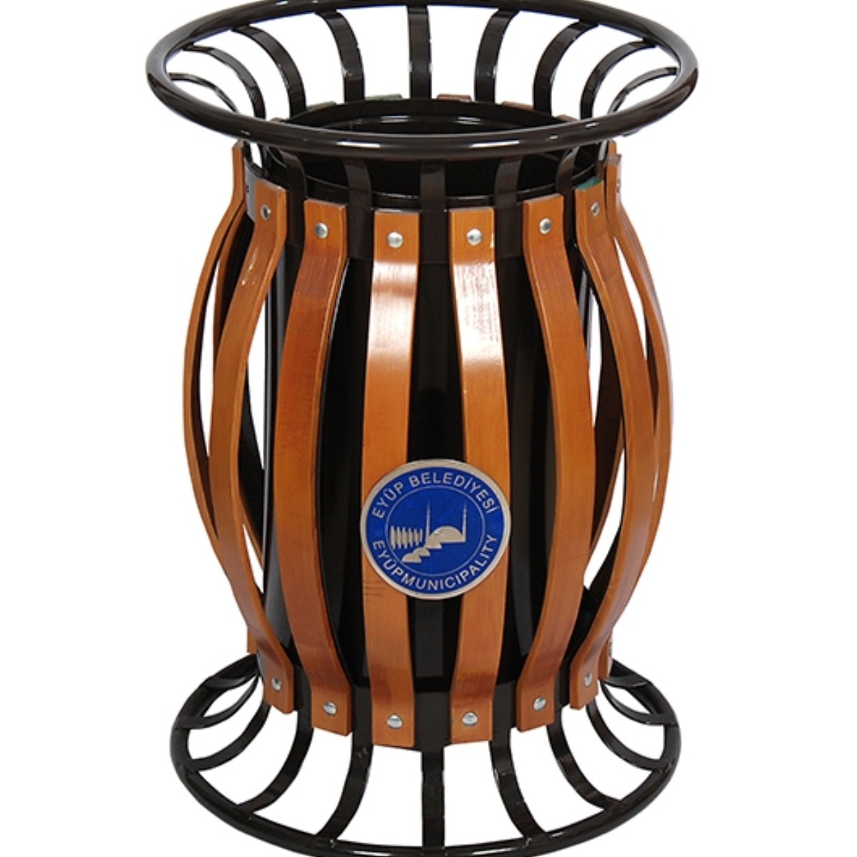 AB-502 Wood Open Space Trash Can product logo